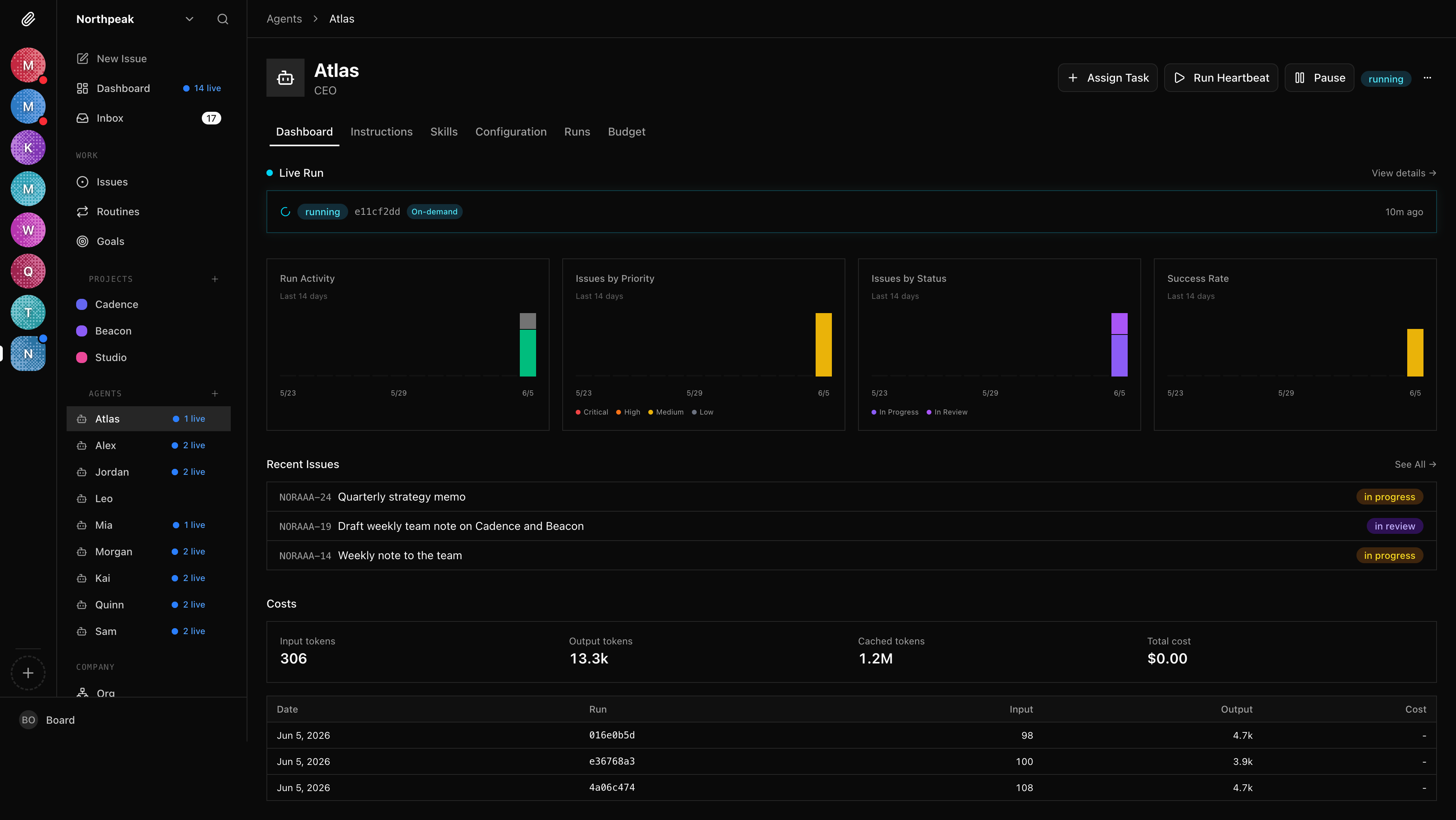 Mono Dash central CEO agent control panel monitoring system performance